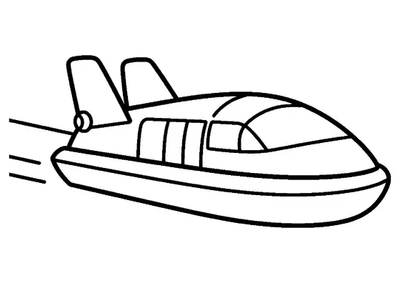 A hovercraft with a large fan resting on a simple sandy shore.
