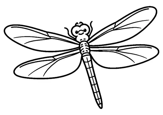 A realistic dragonfly with wide wings hovering over a large reed leaf.