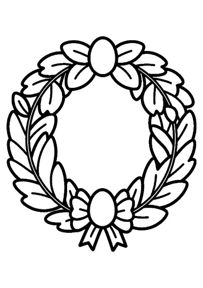 Couronne printanière simple, composée de larges feuilles et d’un grand œuf décoré.