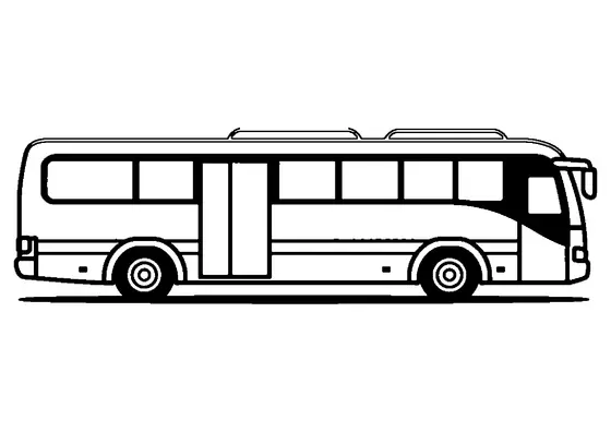 Side view of a commuter train car with wide passenger doors, windows, and wheels.