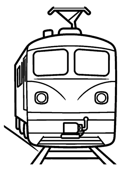 Vista frontale di una moderna locomotiva elettrica con ampi finestrini e pantografo.