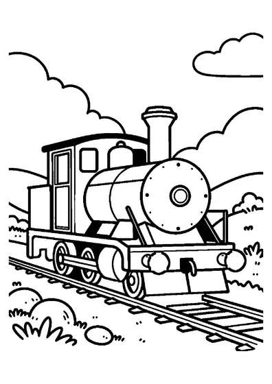 A small train with an engine travels beside tall, rounded limestone rock formations.
