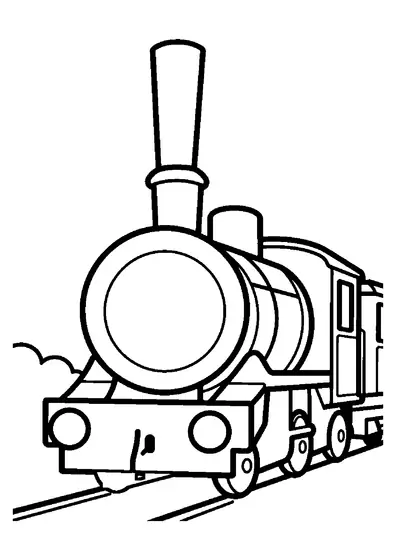 A compact tank engine train with a rounded boiler, smokestack, and front headlight.