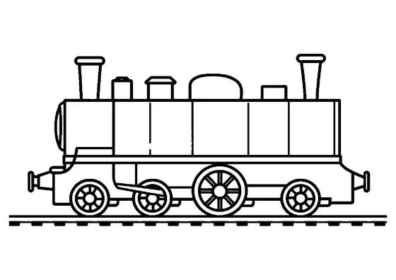 A large steam engine with a smokestack standing next to a simple railway signal.
