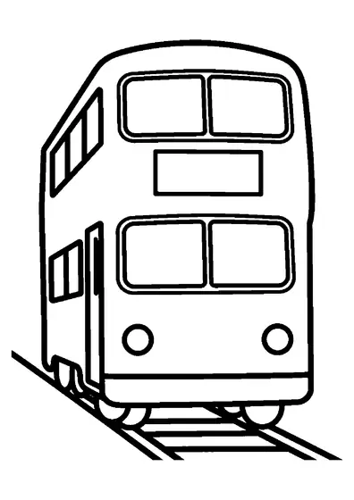 Train à deux étages avec deux rangées de fenêtres et une large façade avant.