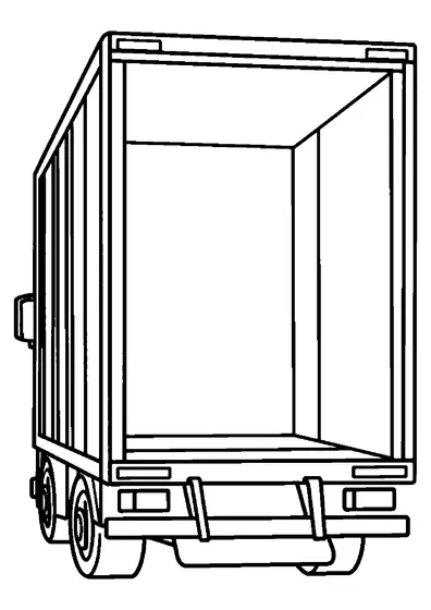 Two-level auto carrier train car with open decks and a wide ramp.