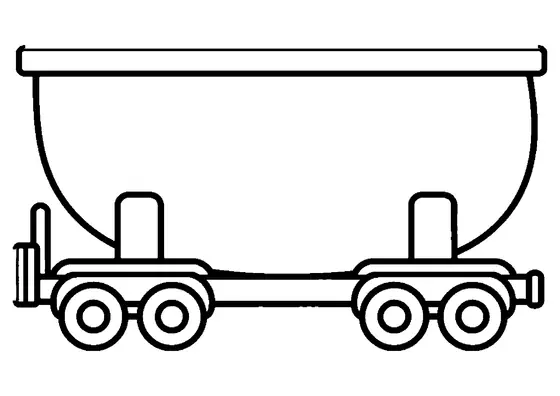 Bulk powder hopper train car with rounded tanks and bottom chutes.