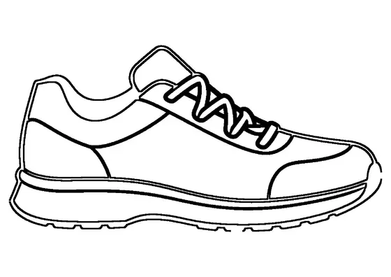 Großer Laufschuh mit dicker Sohle, Schnürsenkeln und weich gepolstertem Schaftrand.