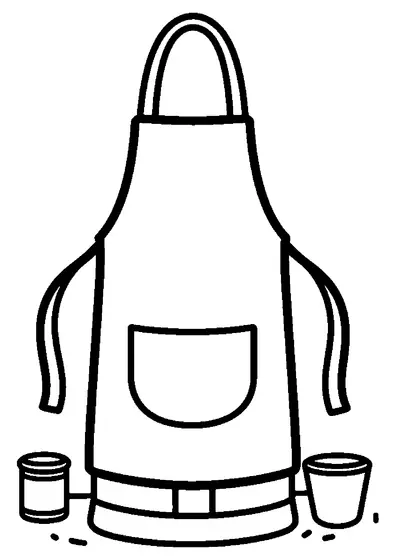 A large kitchen apron with a neck strap, wide front pocket, and waist ties.
