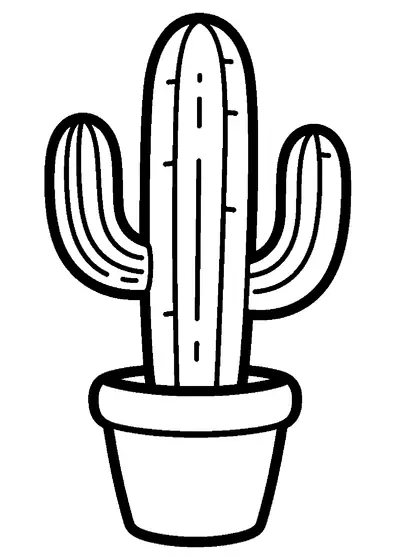 A large cactus with a thick stem, wide arms, and a round pot.