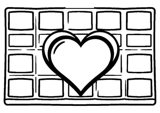 A large chocolate bar with wide squares and a heart icon in the middle.
