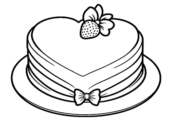 Un tort mare în formă de inimă decorat cu o fundă.