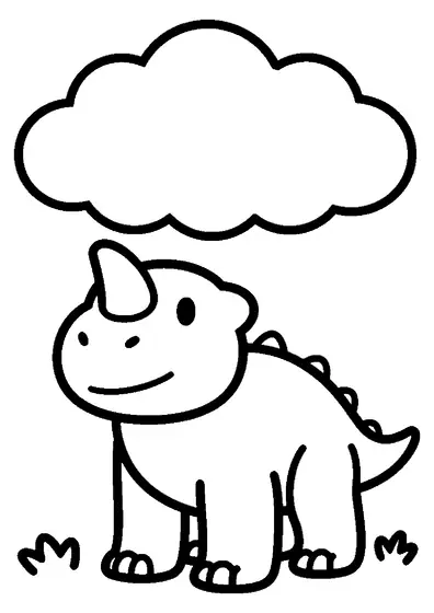 Centrosaurus visto di fronte sotto una nuvola con grandi fiocchi di neve.