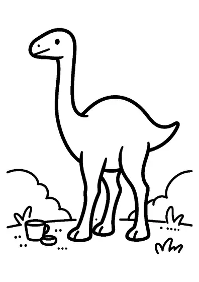 Snello Gallimimus visto di fronte eretto sulle sue lunghe zampe.