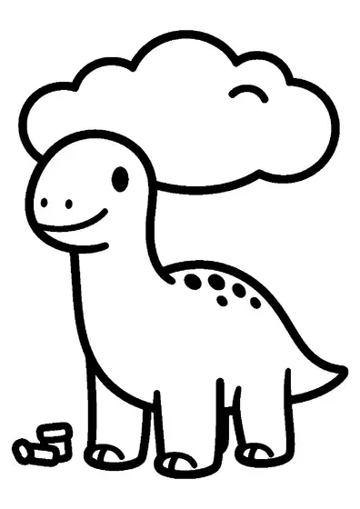 Muttaburrasaurus visto di fronte sotto un'unica nuvola soffice.