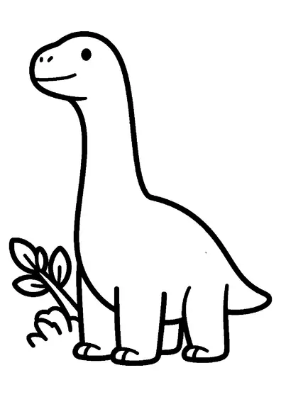 Un Tsintaosaurus visto di trequarti accanto a un rametto foglioso.