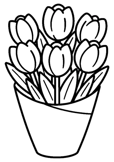 Grand bouquet de tulipes enveloppé dans un large papier.