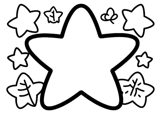 Large star with wide points that resemble leaves.