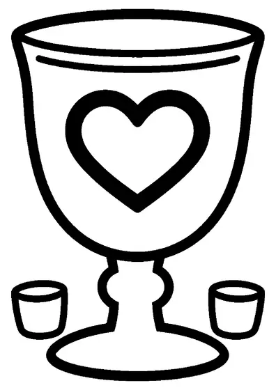 Taça alta com um coração grande rodeado por largas raios.