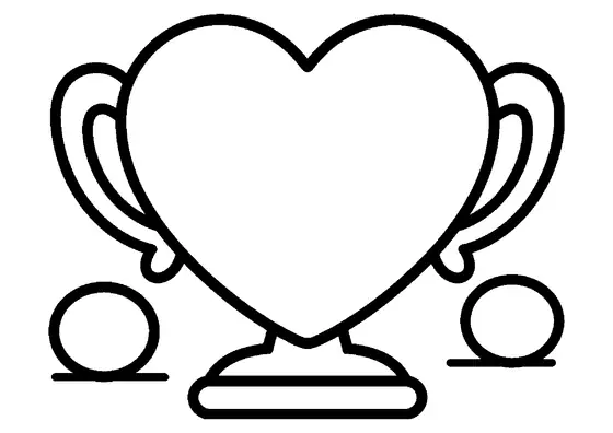 A large heart standing upright on a wide leafy base.