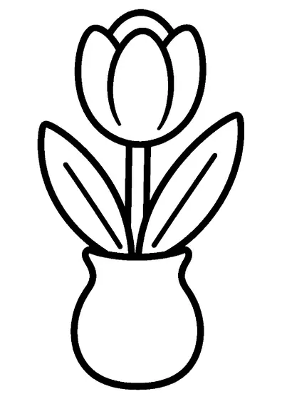 Grand vase avec une seule grande tulipe.