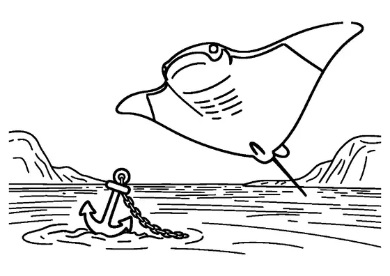 Une immense raie manta nage sous l’eau, ses larges nageoires entièrement déployées.