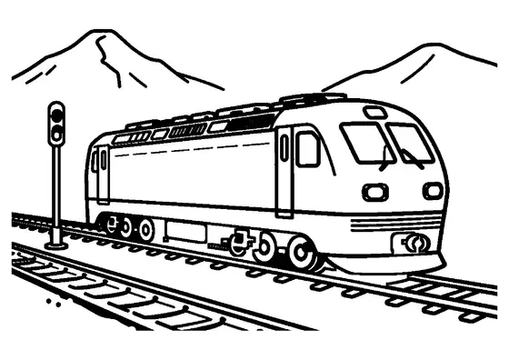 Una locomotora eléctrica moderna arrastrando vagones de pasajeros por vías en un paisaje de montaña.