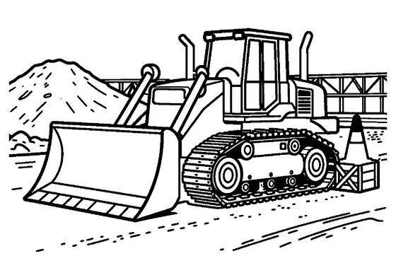 Un bulldozer de construcción sobre orugas con una gran pala frontal en una obra de tierra.