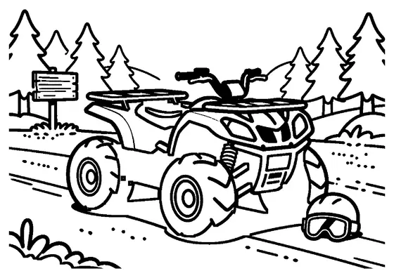 Un quad de cuatro ruedas diseñado para circular por la arena en un camino forestal.