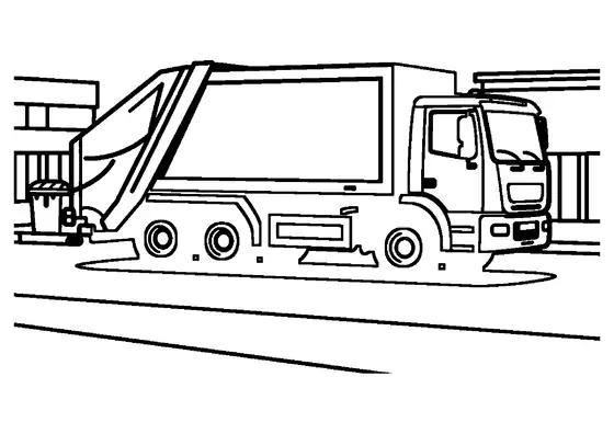 Δημοτικό απορριμματοφόρο σε αμαξοστάσιο δίπλα σε κάδους για διαλογή ανακυκλώσιμων απορριμμάτων.