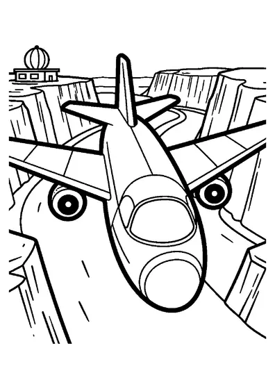 A futuristic research plane flies low past a station overlooking a wide canyon.
