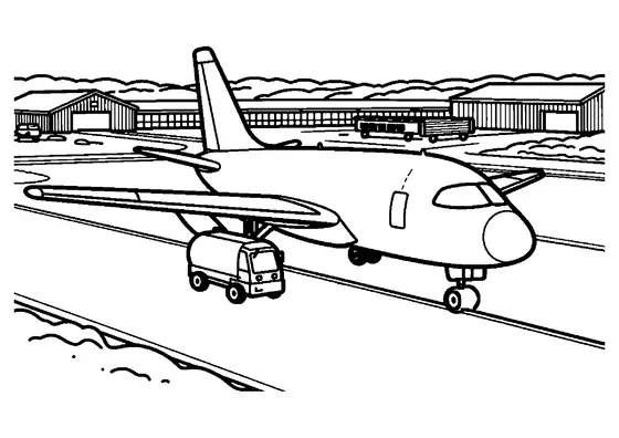 A sleek jet stands at a winter airport beside a runway snowplow and a fuel cart.