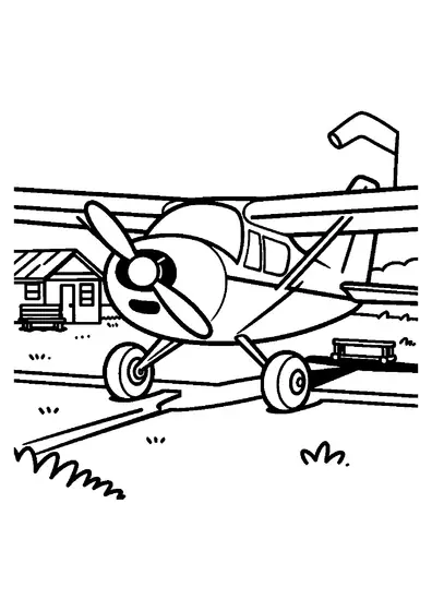 Ein kleines Reiseflugzeug bereitet sich auf einer Graspiste auf den Start vor.