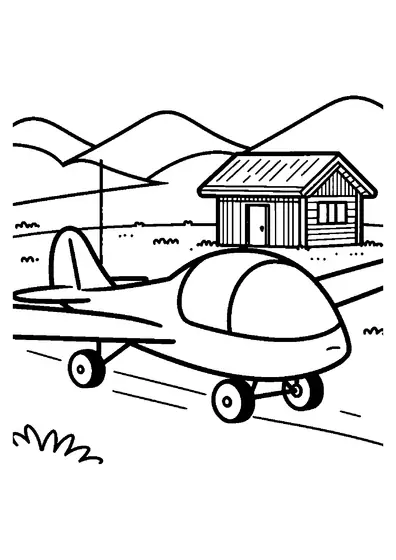 Un planor elegant se află pe un aerodrom cu iarbă, având în fundal clădirea aeroclubului și munți.