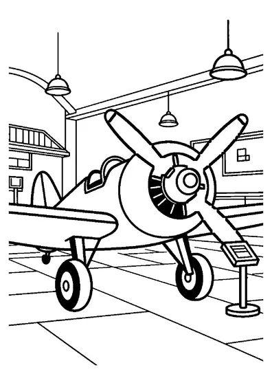 Avión de caza histórico expuesto en el hangar de un museo de aviación.