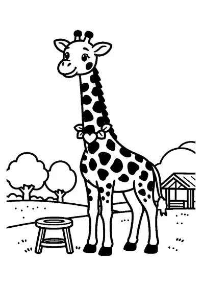 Un’alta giraffa indossa una ghirlanda di foglie a forma di cuore accanto a un albero africano.