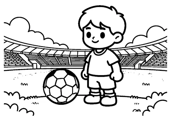 Ein junger Flügelspieler steht neben einer großen Ballmaschine auf dem weiten Rasen eines Stadions.