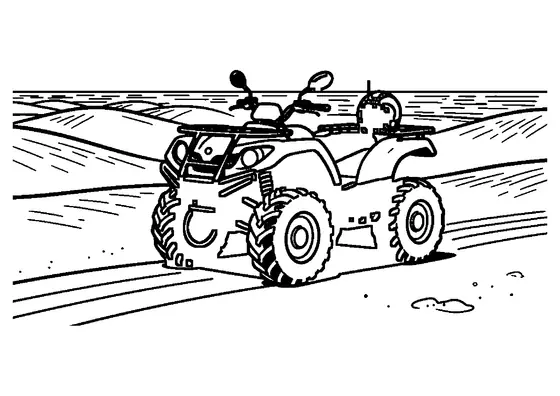Ein geländegängiges Polizei-Quad steht auf einer sandigen Düne am Strand.