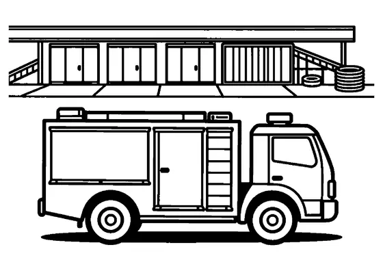 Ein spezielles Unterstützungsfahrzeug der Feuerwehr steht bei großen Containern eines Recyclingzentrums.
