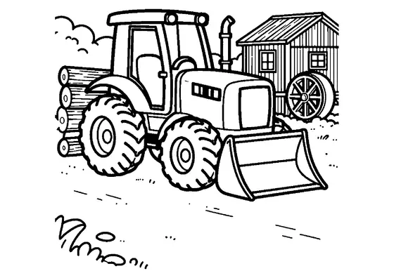 Un tractor de arrastre de madera con pinza hidráulica en un aserradero.