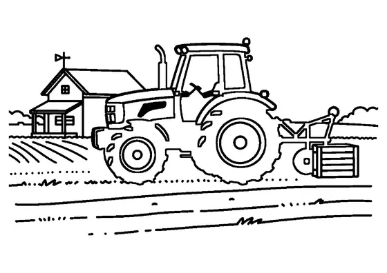 Tracteur agricole avec motoculteur travaillant la terre dans un champ d'ail à la campagne.