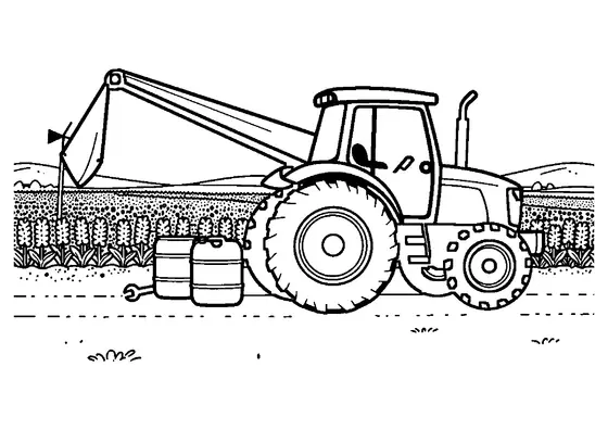 Tracteur avec un pulvérisateur déployé dans un champ de luzerne verte.